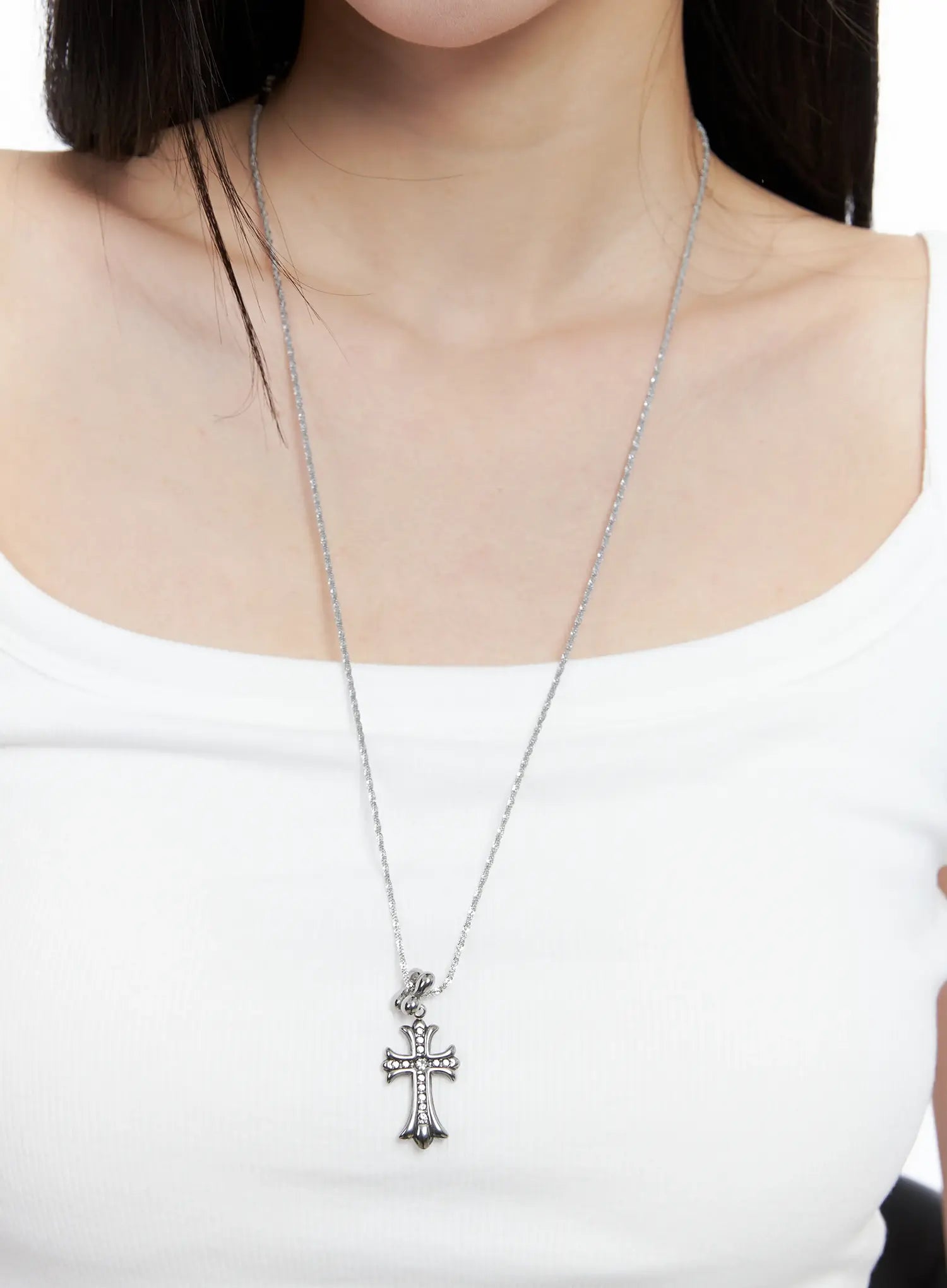 Cross Charm Long Necklace CO503