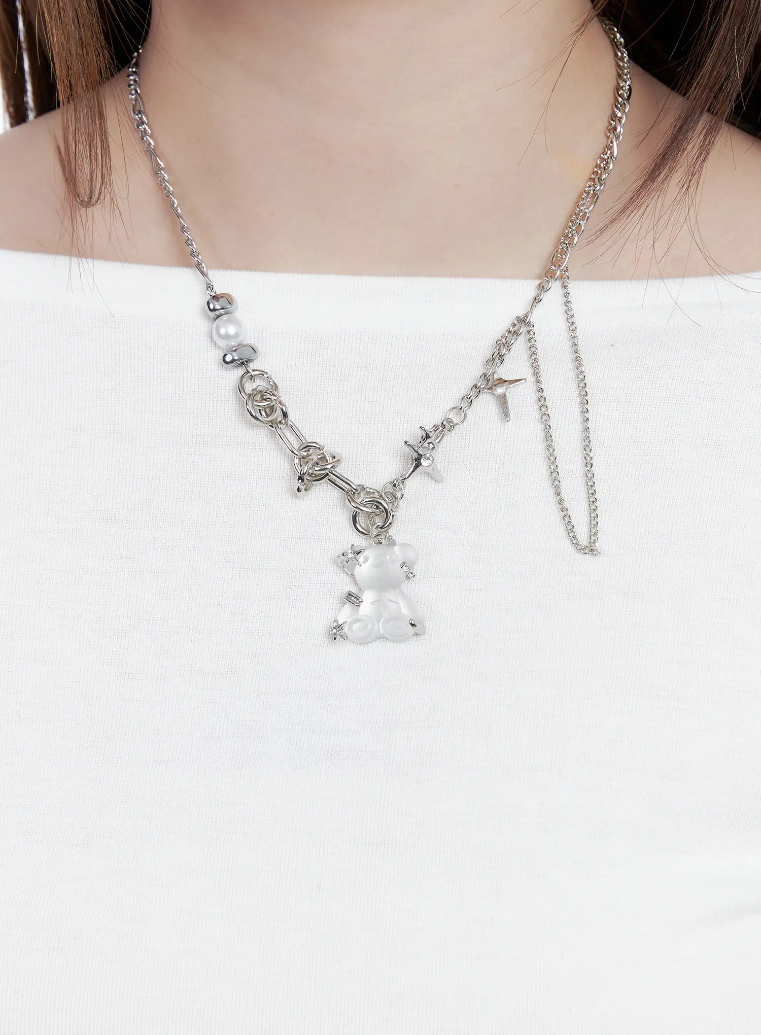 Kpop Teddy Pendant Chain Necklace CG529
