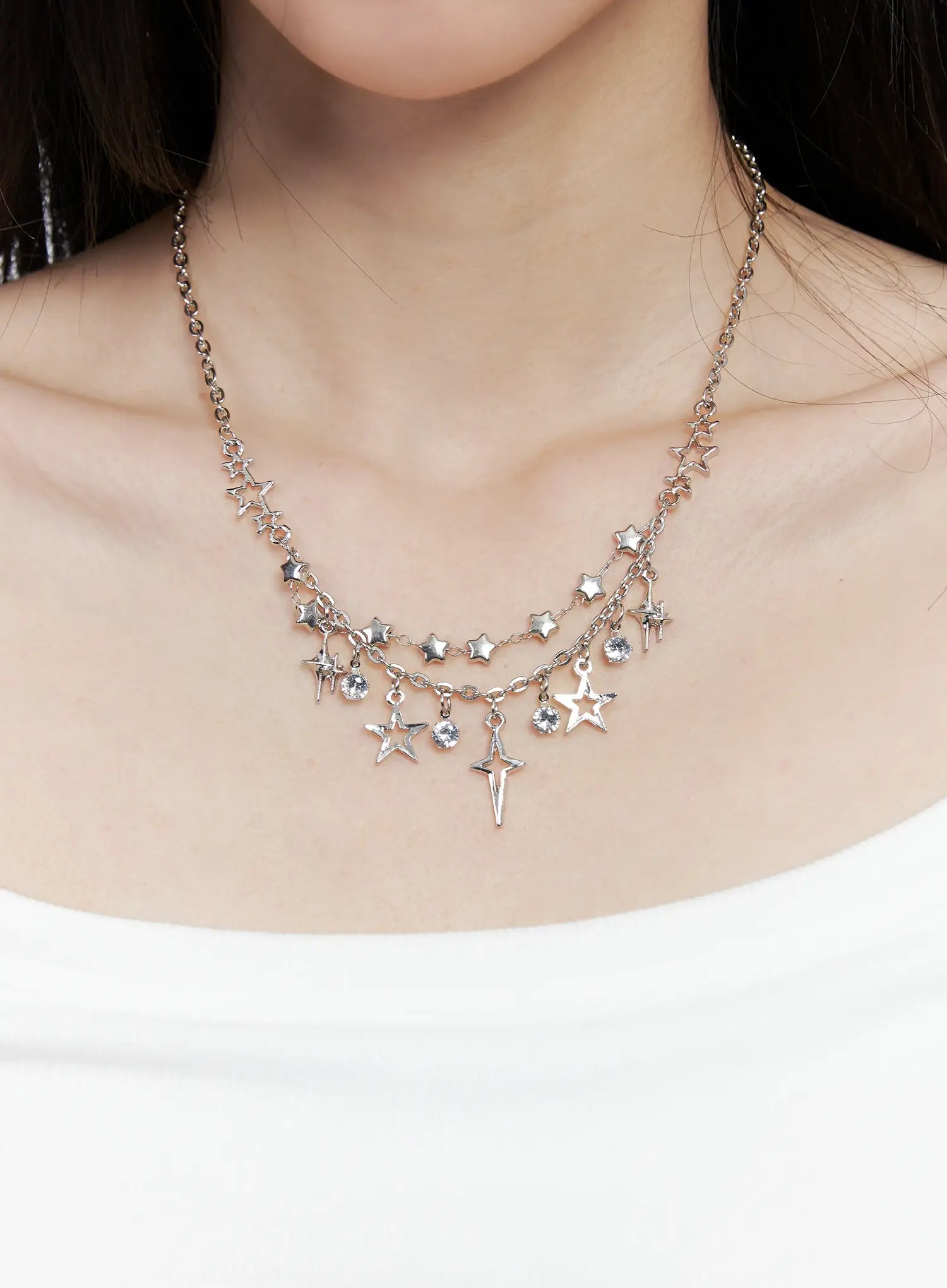 Two-Line Star Necklace CO503