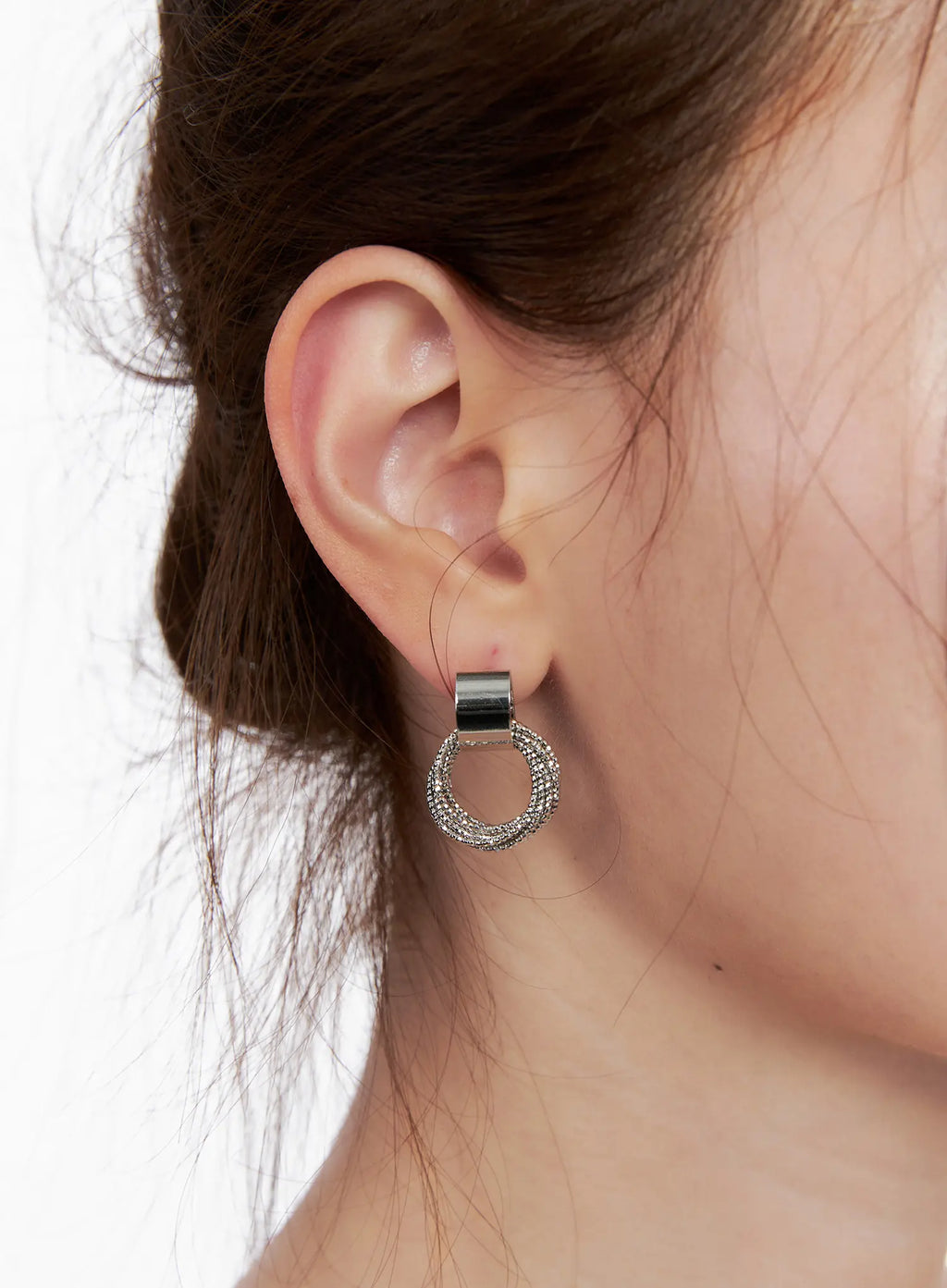 Chunky Threaded Hoop Earrings CL524