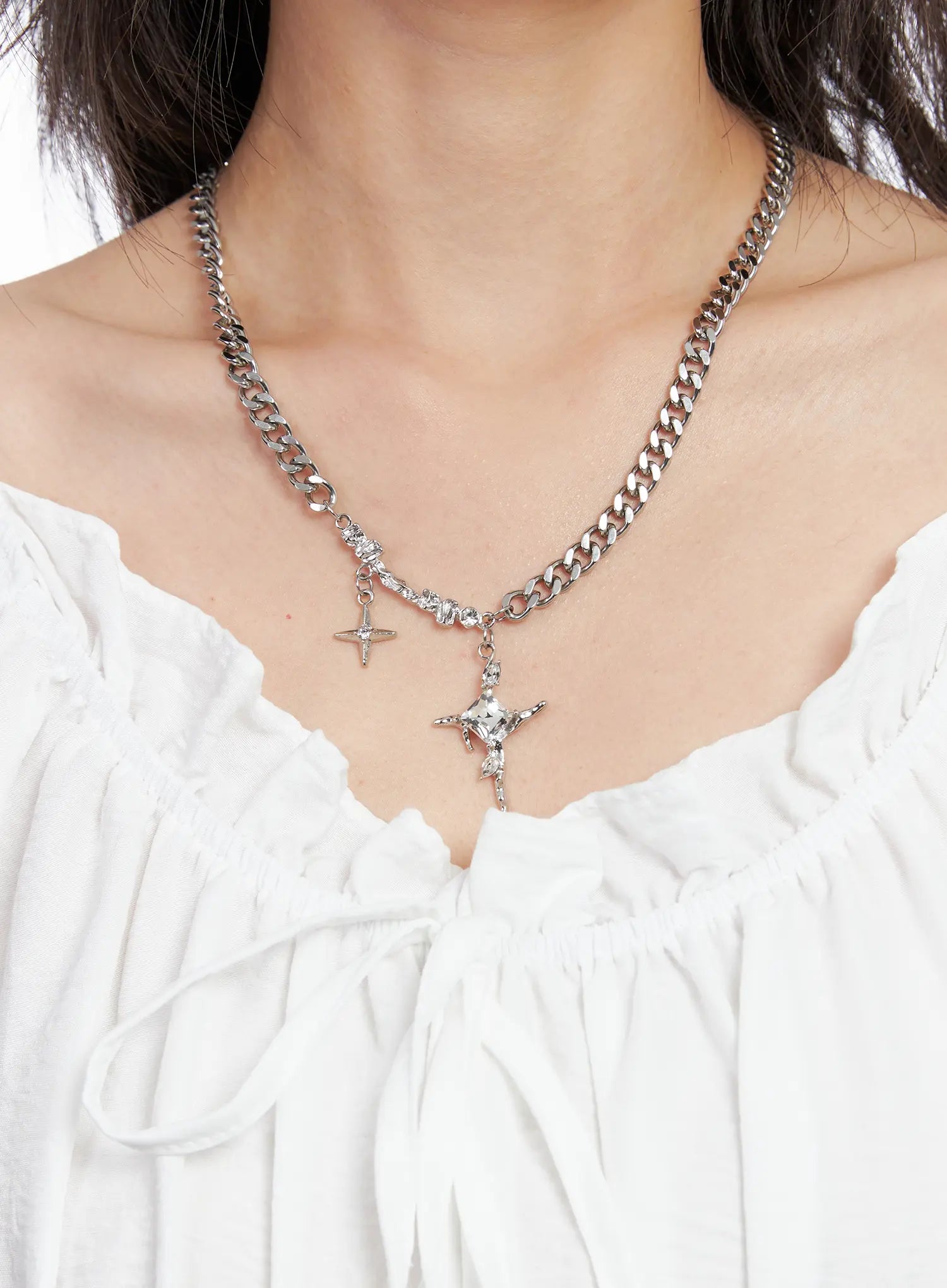 Blue Cubic Cross Necklace CC1809