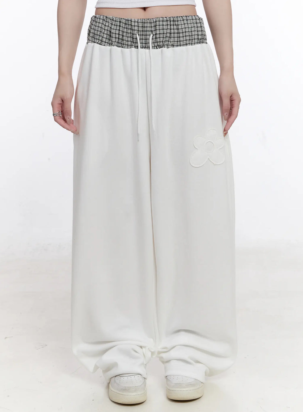 Plaid Waist Wide Leg Sweatpants CS530