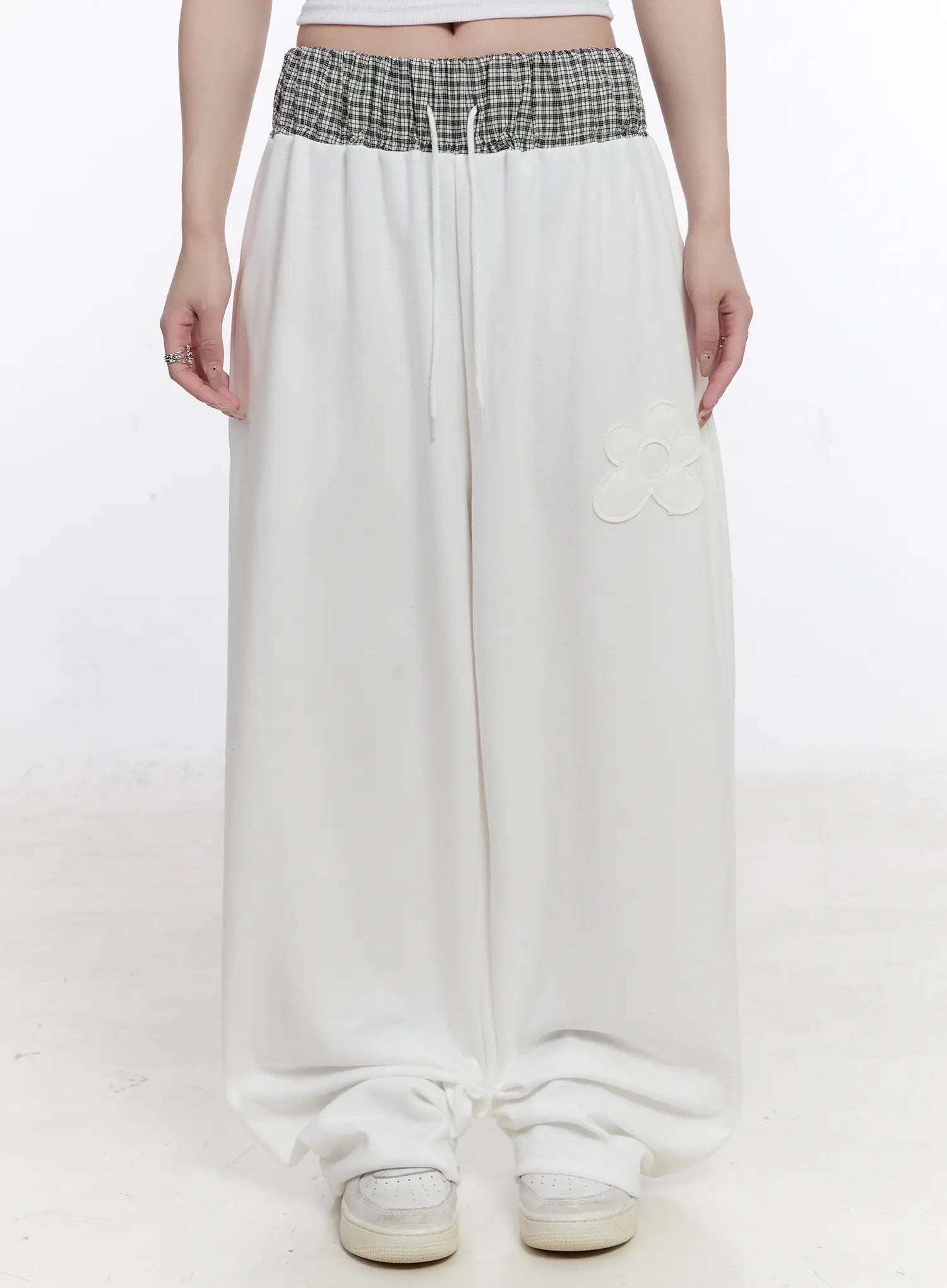 Plaid Waist Wide Leg Sweatpants CS530