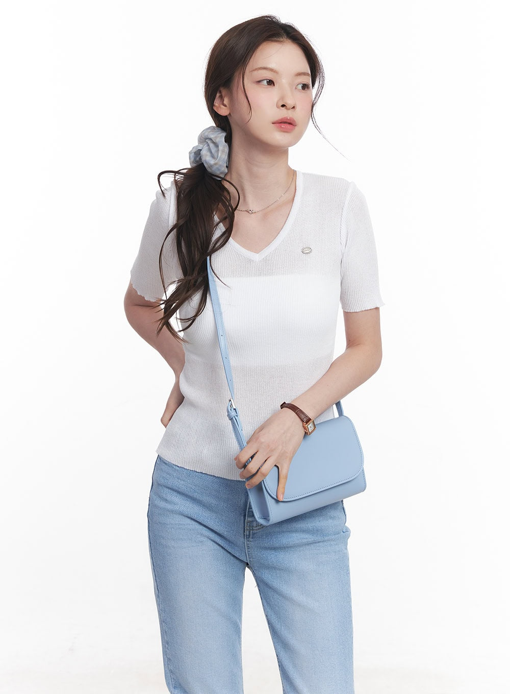 Sheer V-Neck Linen Short Sleeve Sweater CY519