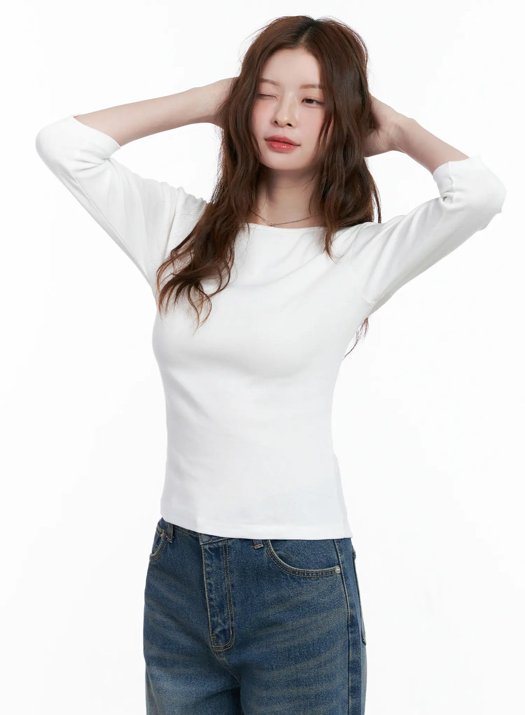 Casual Boat Neck 3/4 Sleeve Top CG520