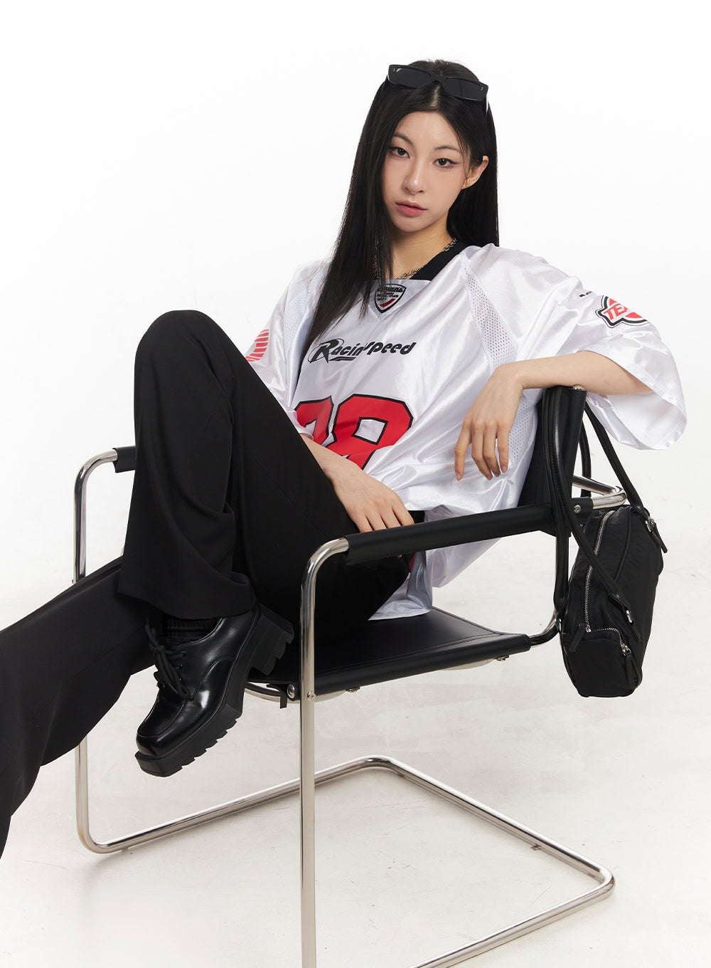 Glossy Oversize Jersey Top CA516