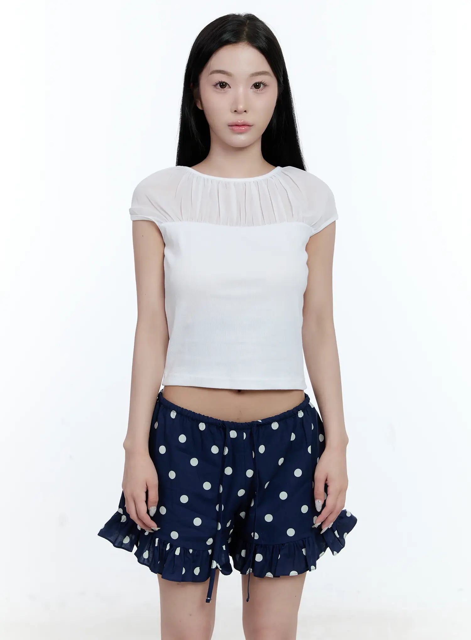 Sheer Cap-Sleeve Top CG501