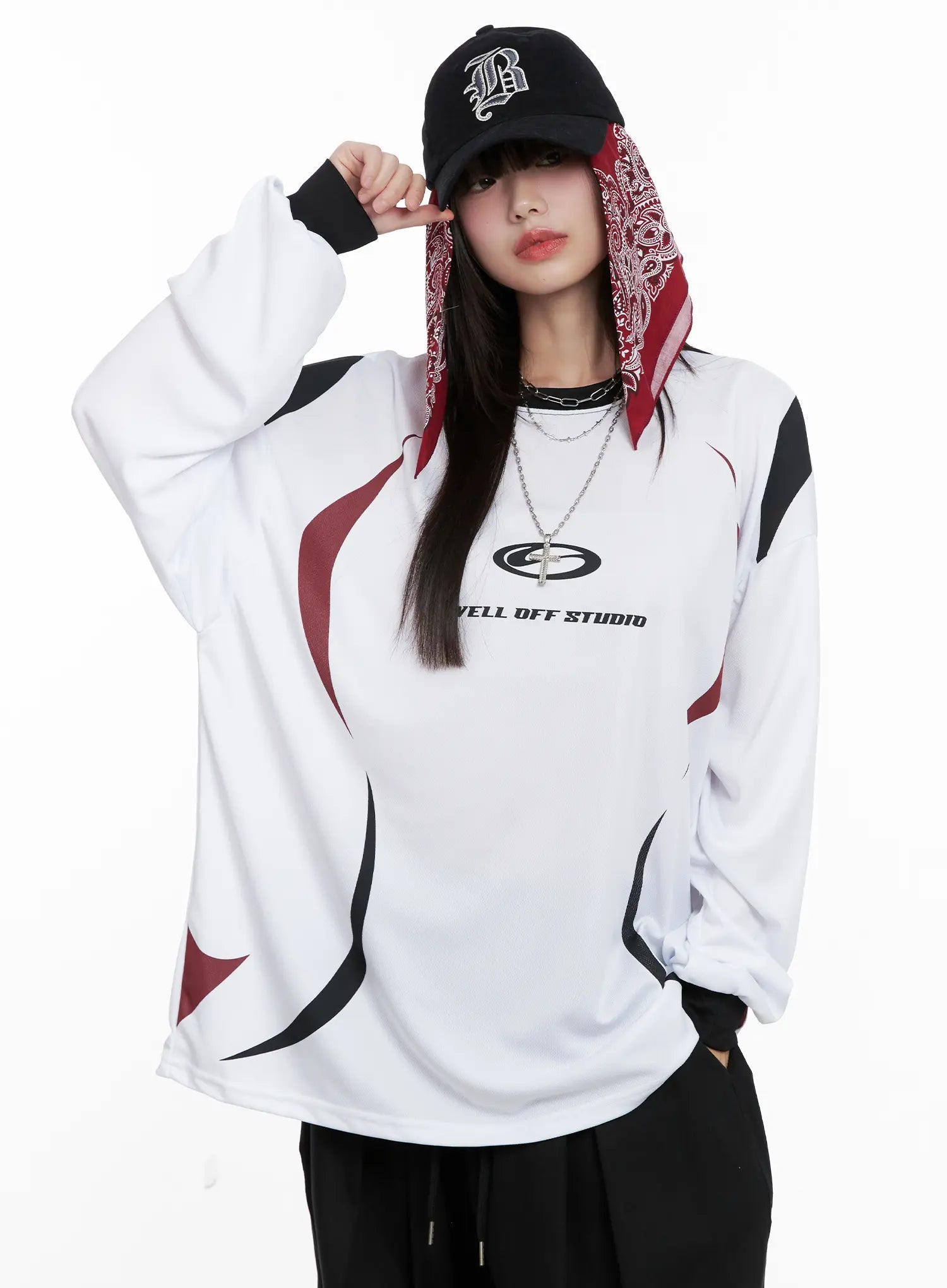 Oversized Graphic Long Sleeve Jersey CG518