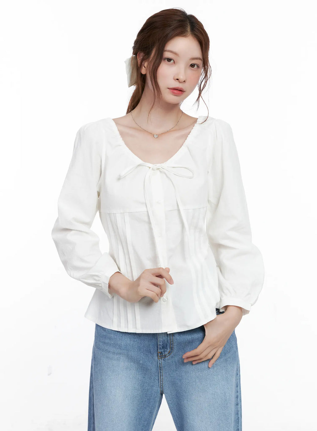 Chic Two-Way Ribbon Blouse CG521