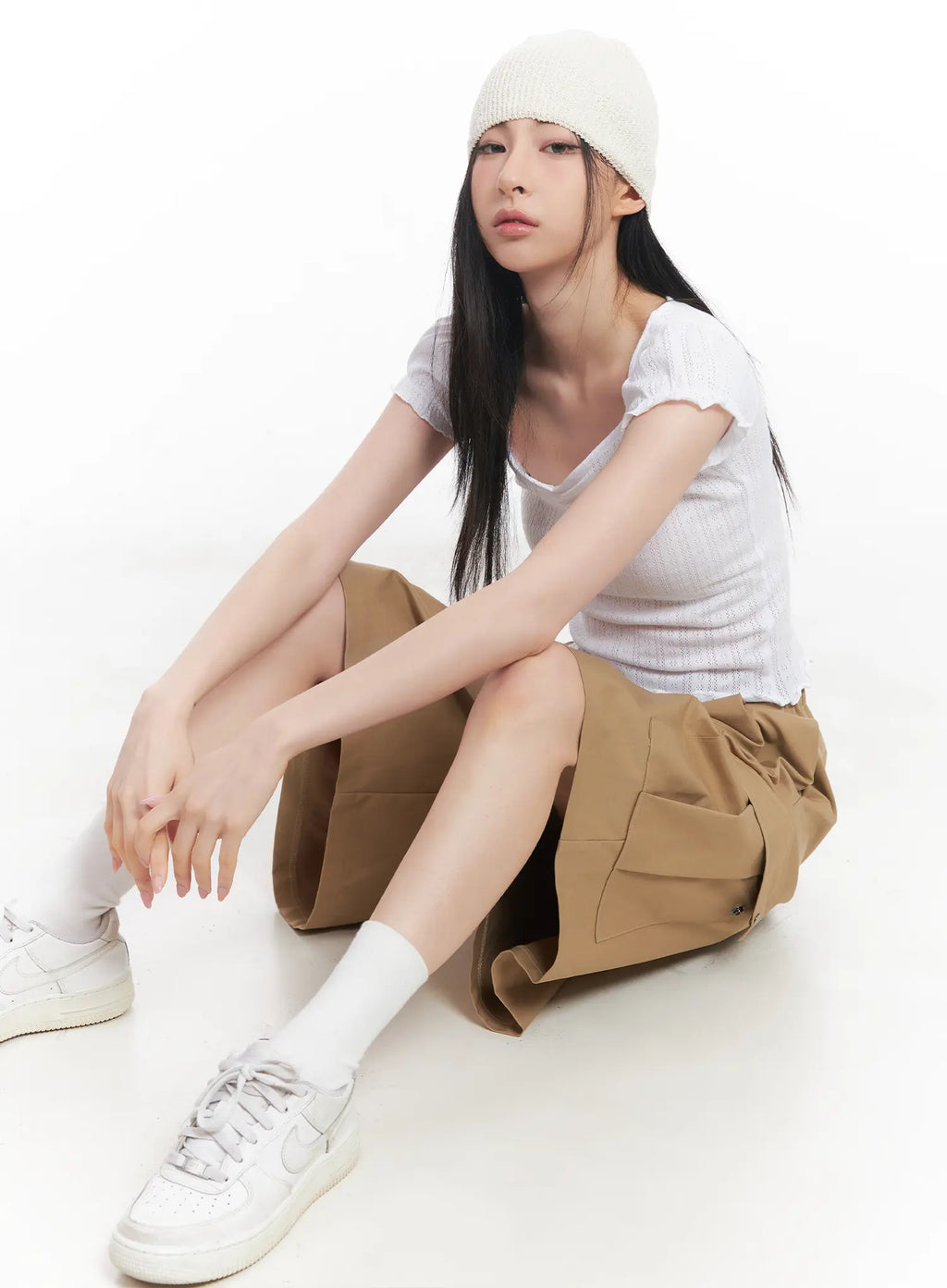 Frill V-Neck Crop Tee CU510