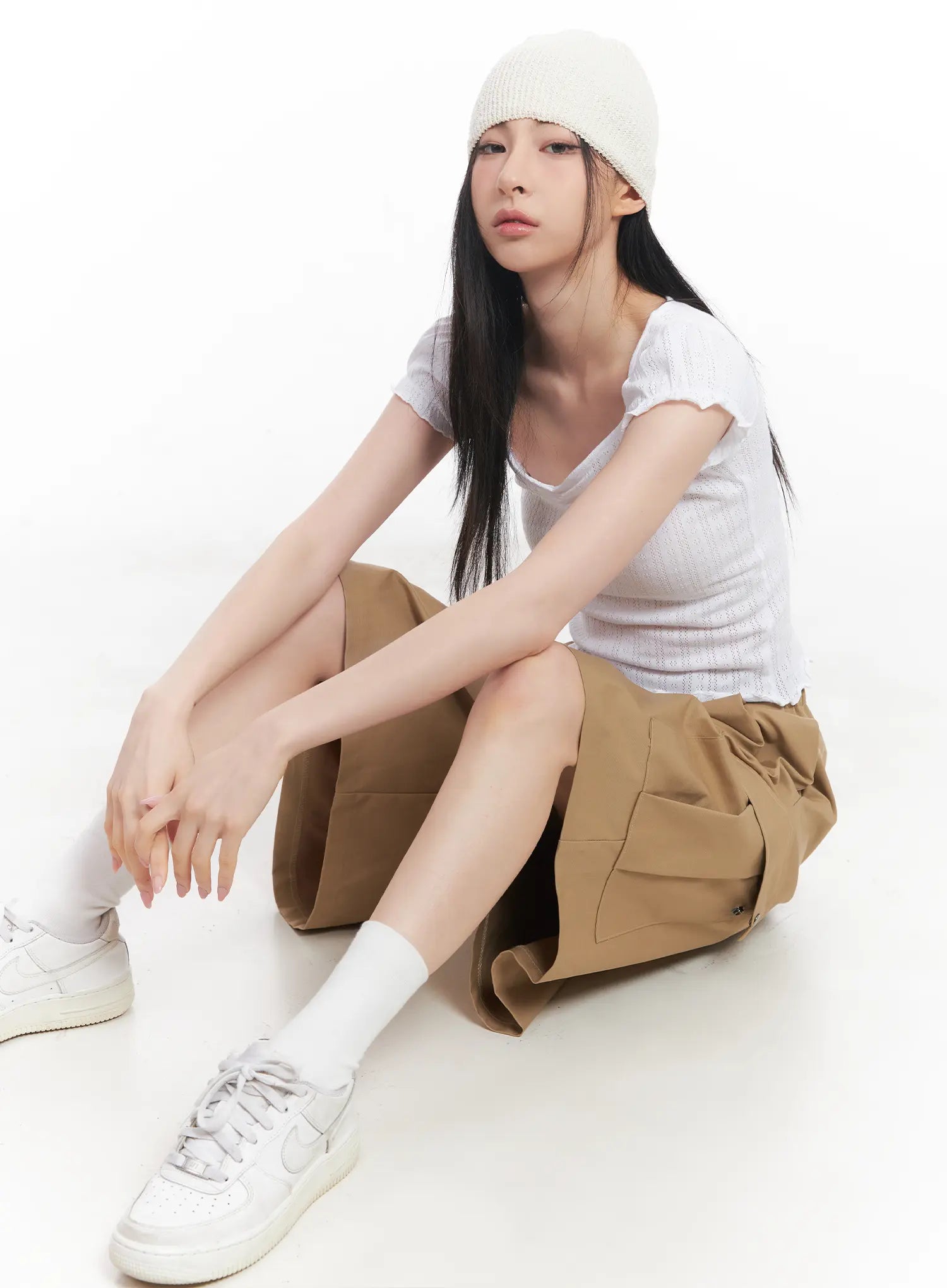 Frill V-Neck Crop Tee CU510