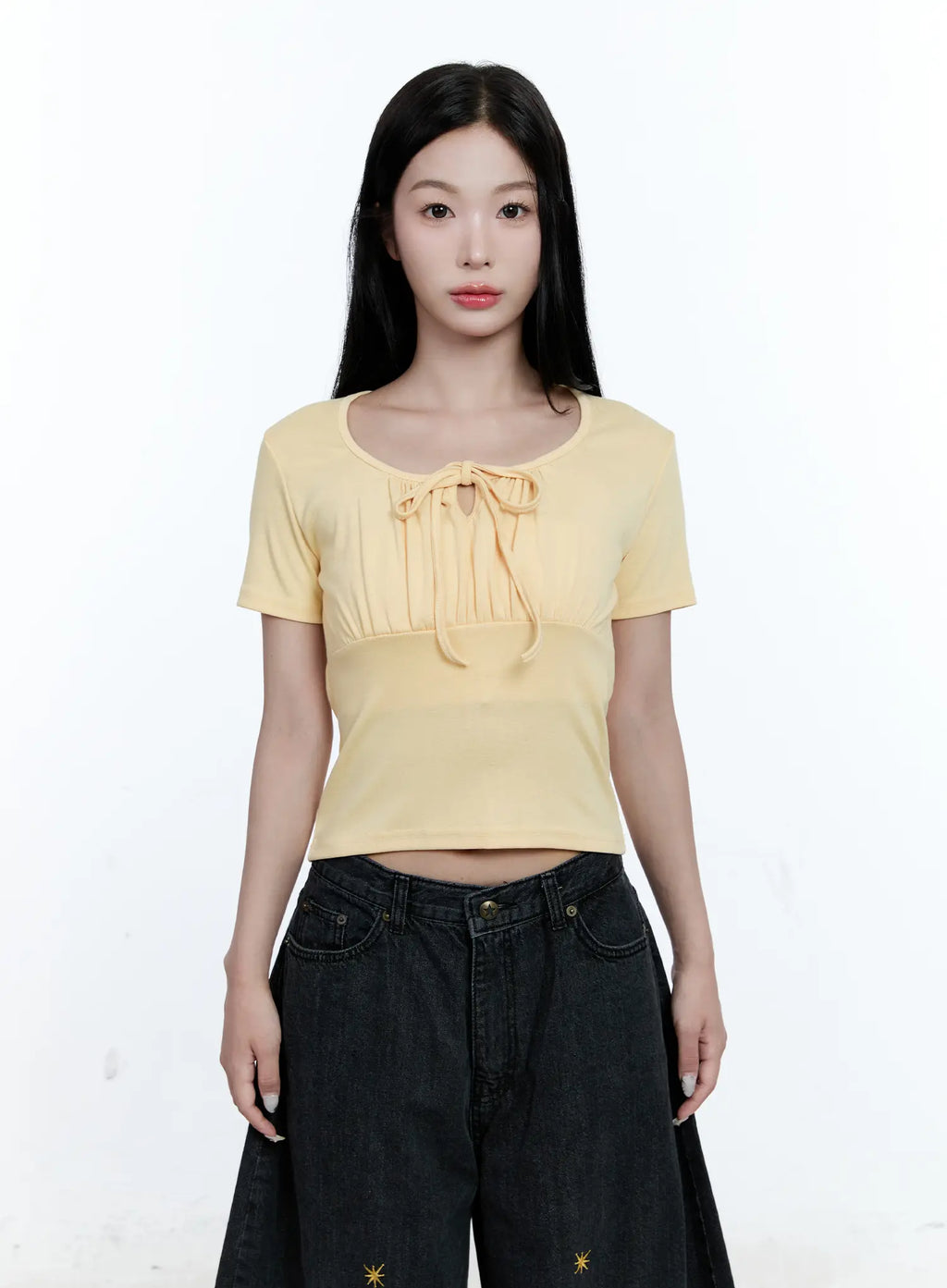 Ruched Ribbon Cropped Tee CG507