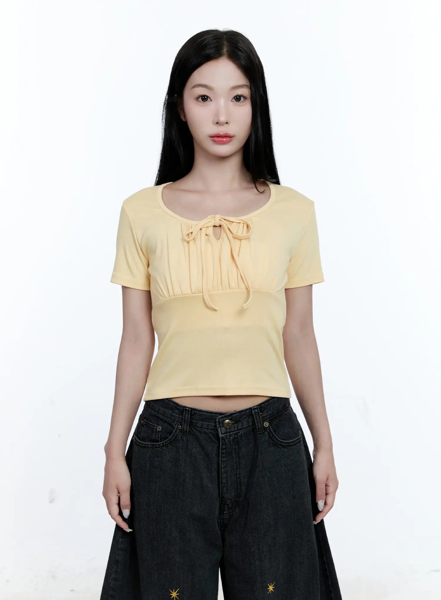 Ruched Ribbon Cropped Tee CG507