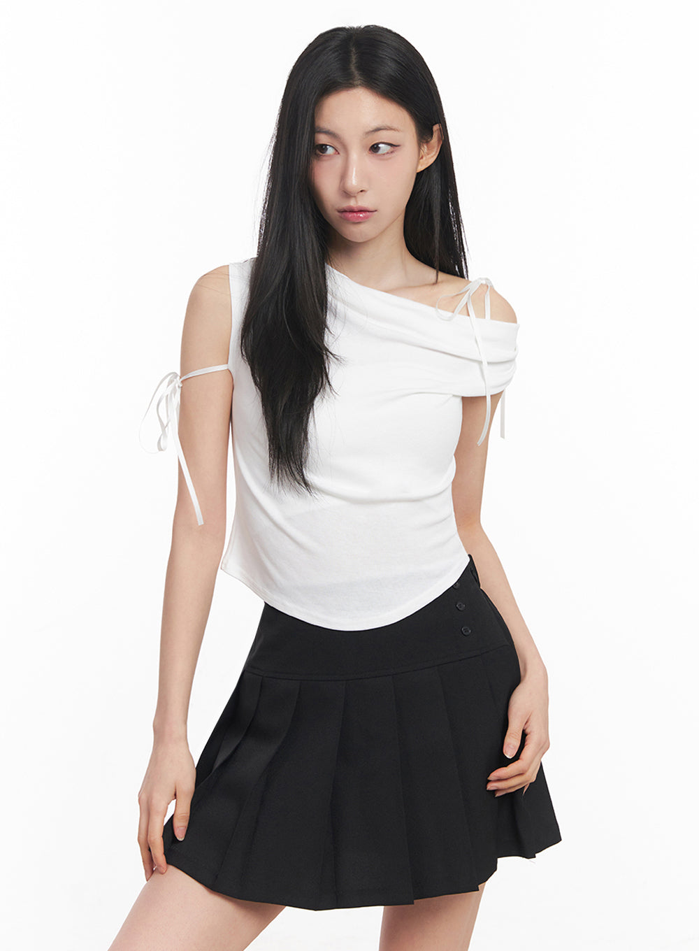 Ribbon One-Shoulder Crop Top IY516