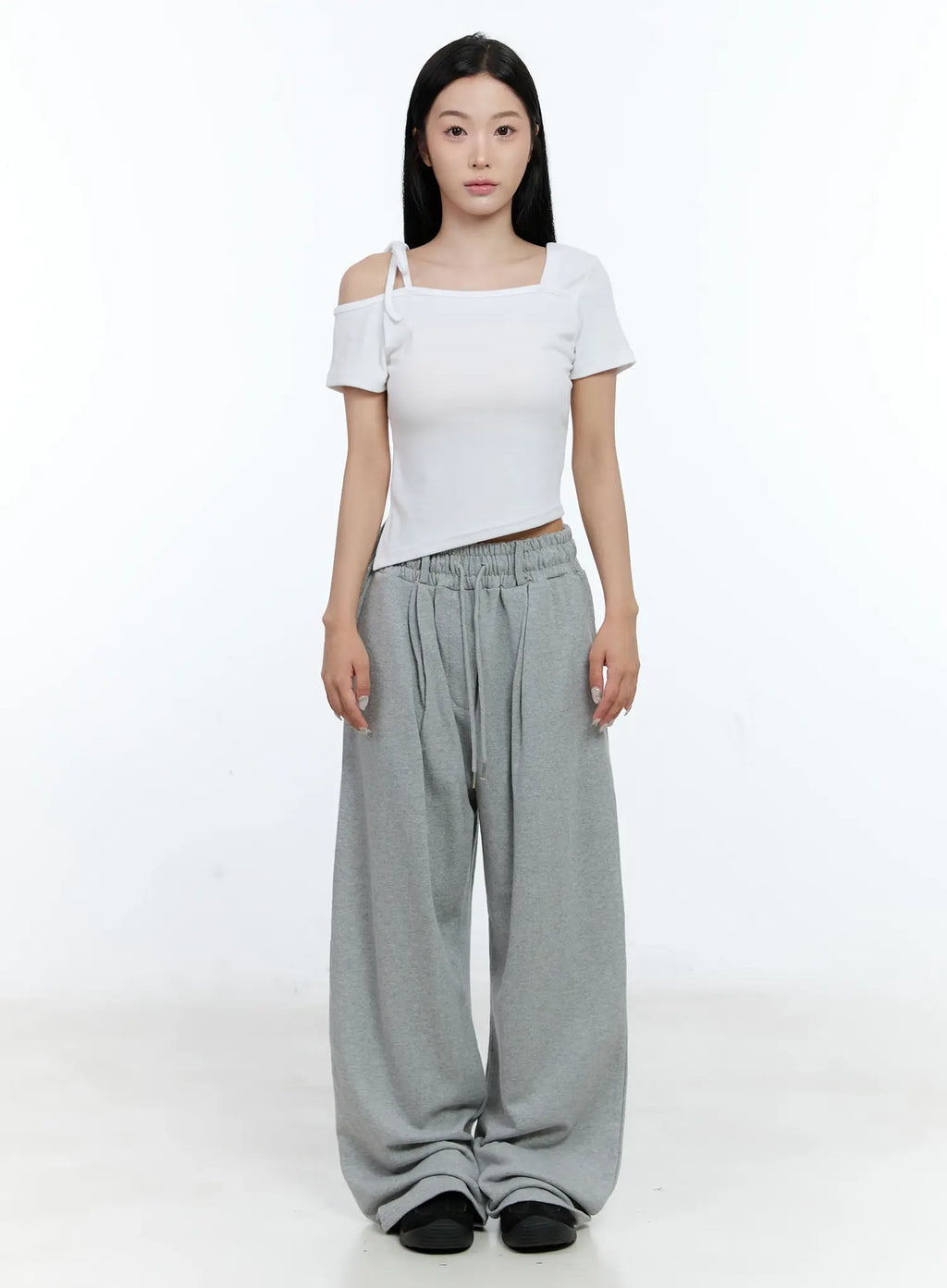 Cozy Pintuck Wide-Leg Sweatpants CG501