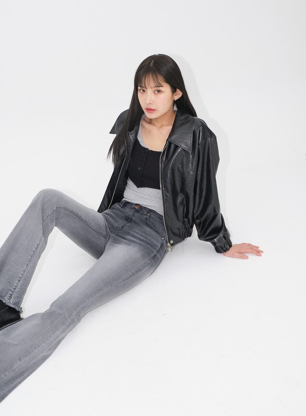 Faux Leather Crop Jacket J19