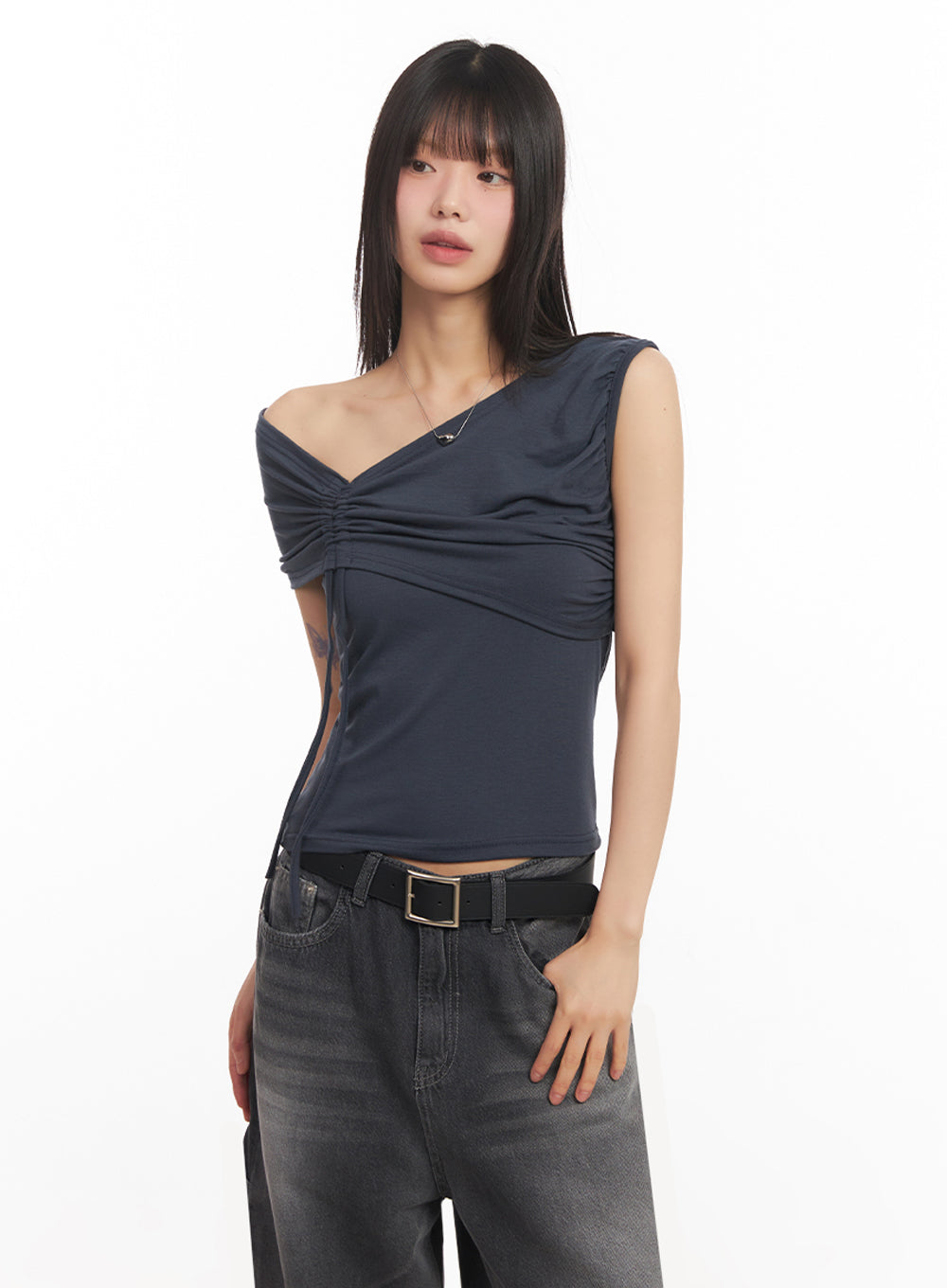 Ribbon One-Shoulder Crop Top IA528