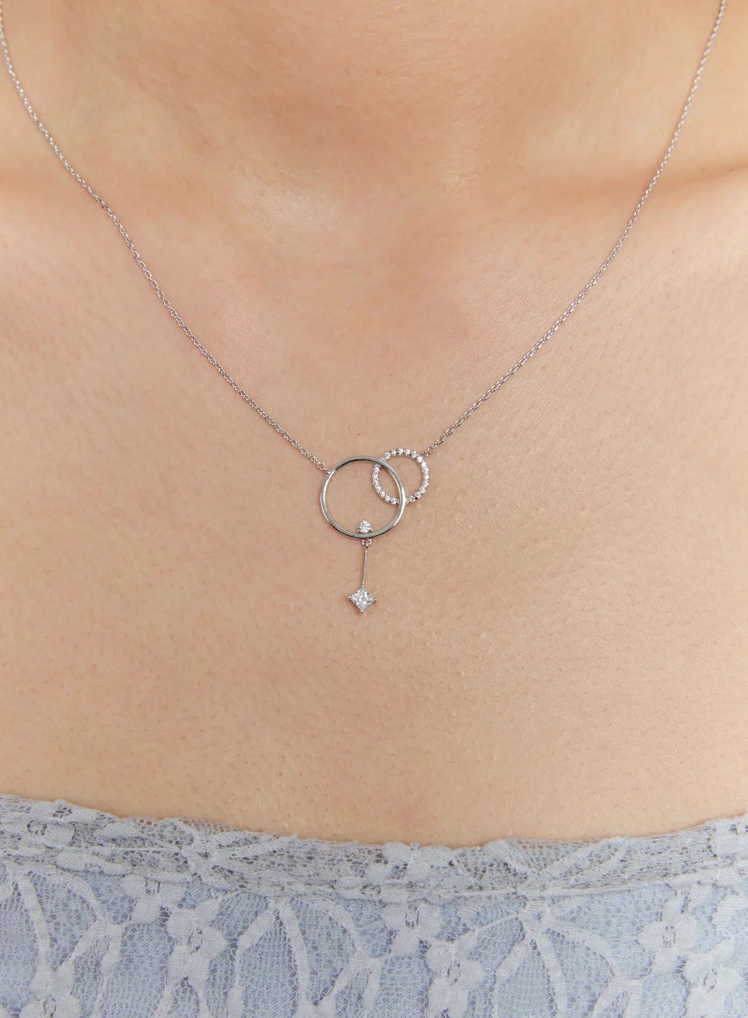 Duo Halo Link Necklace IS517