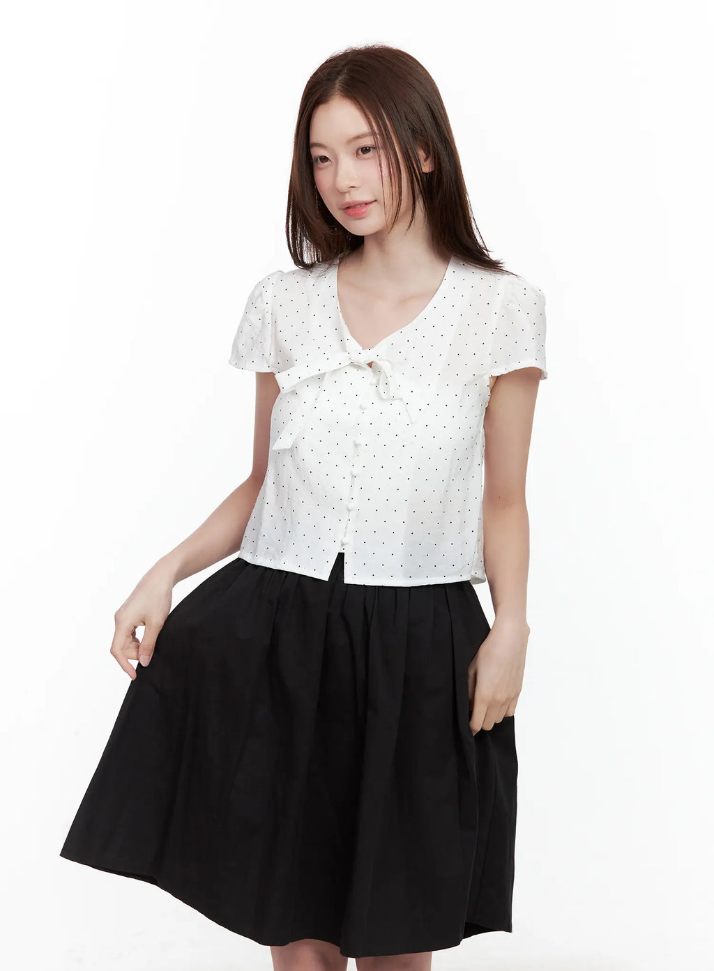 Polka Dot Button-Up Blouse CL502