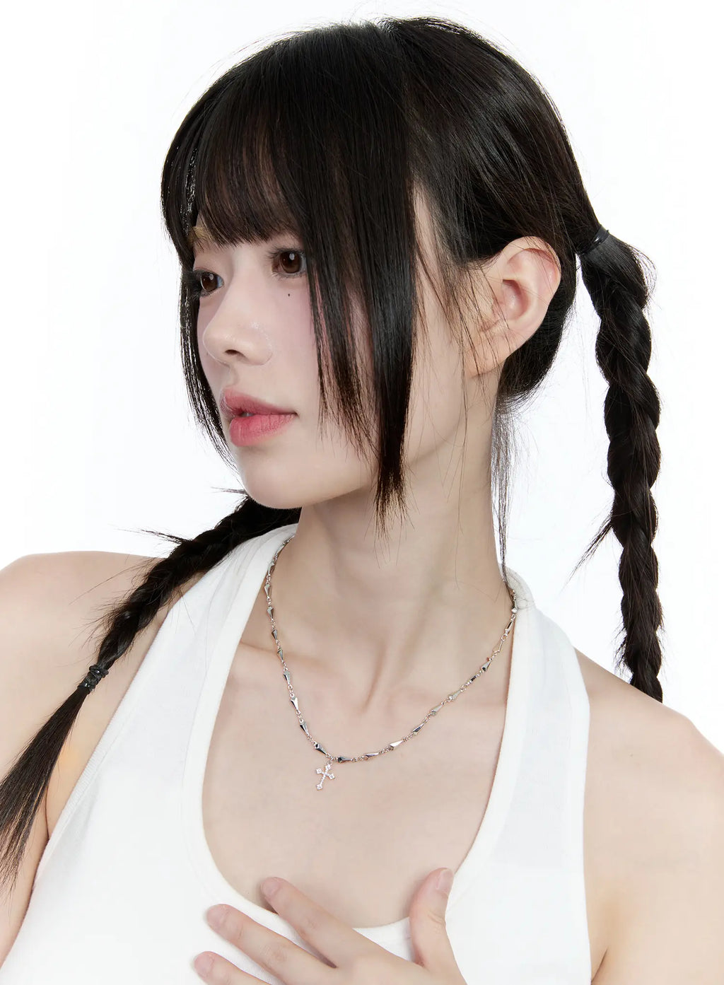 Triangle Chain Cross Pendant Necklace CG511