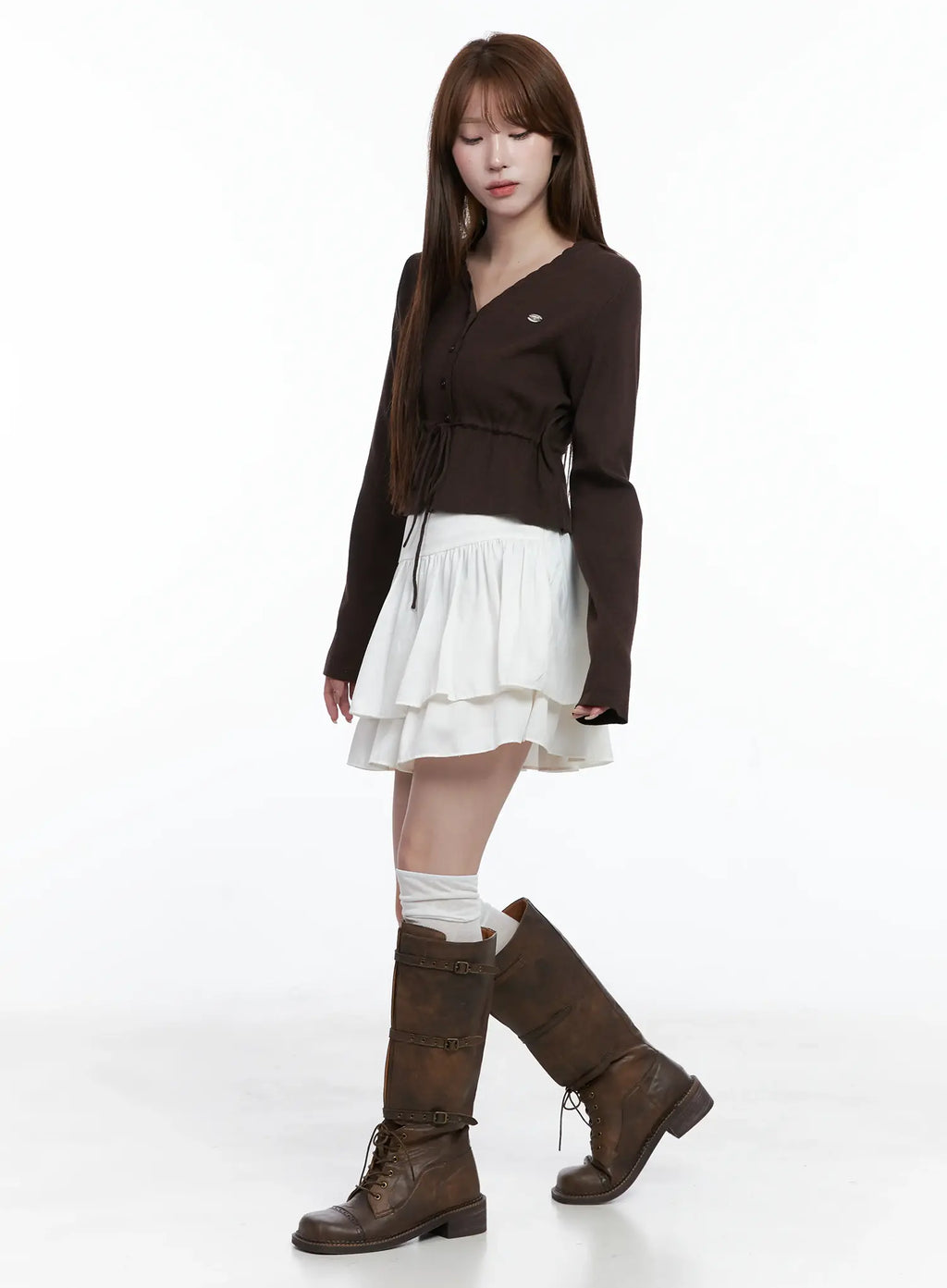 V-Neck Lace Strap Cardigan CS501