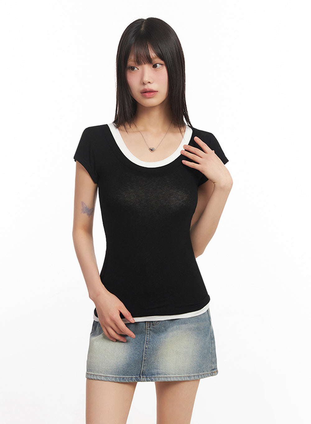 Slim-Fit Slightly Sheer Top IA528