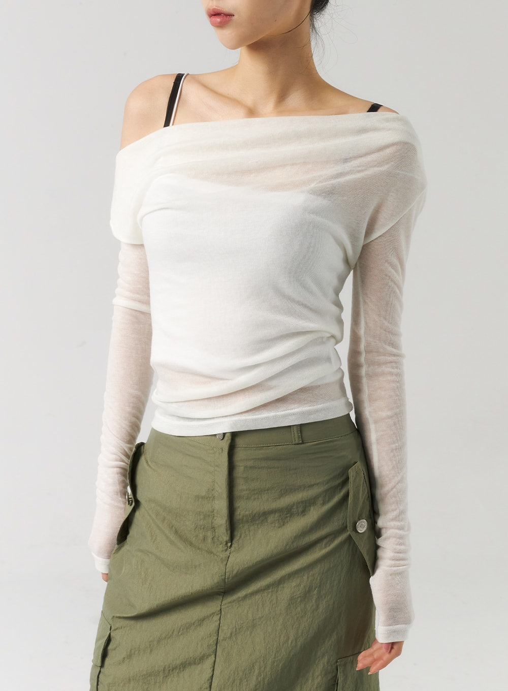 Off-Shoulder Mesh Top CU320