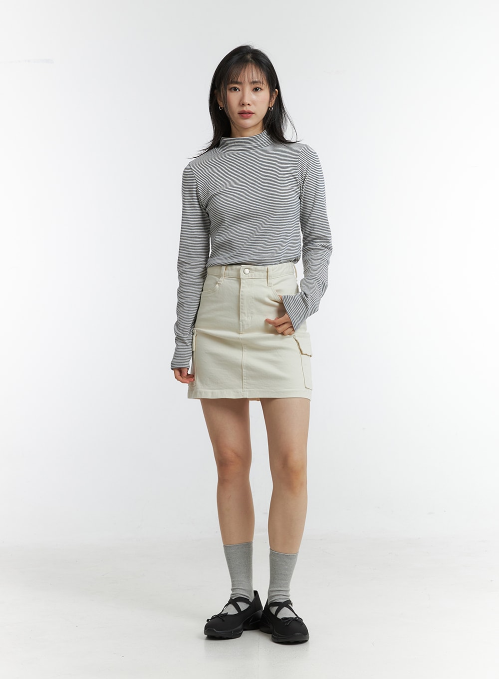 Turtleneck Thin Striped Long Sleeve OD308