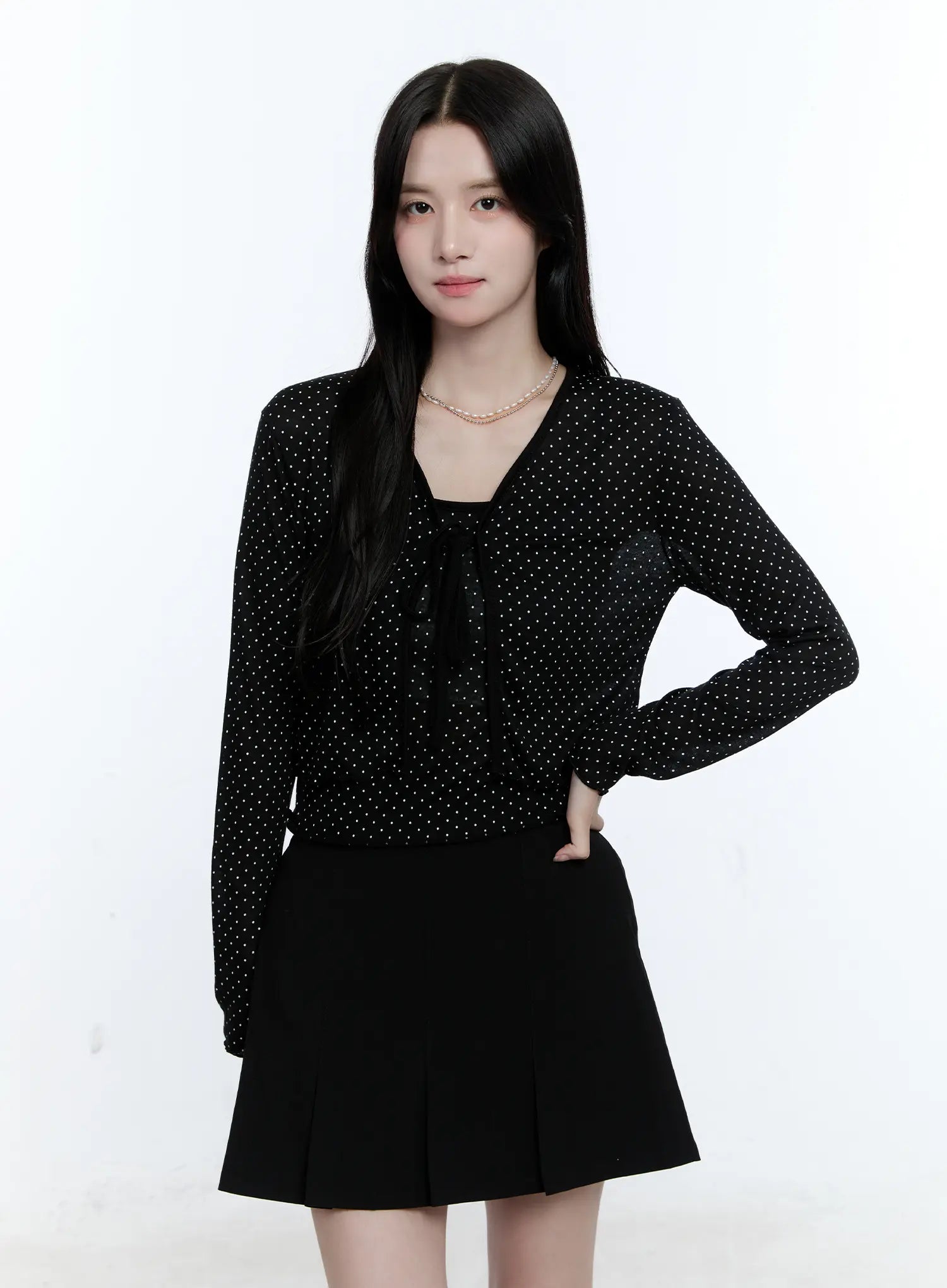 Sheer Polka-Dot Cami and Cardigan Set CG513