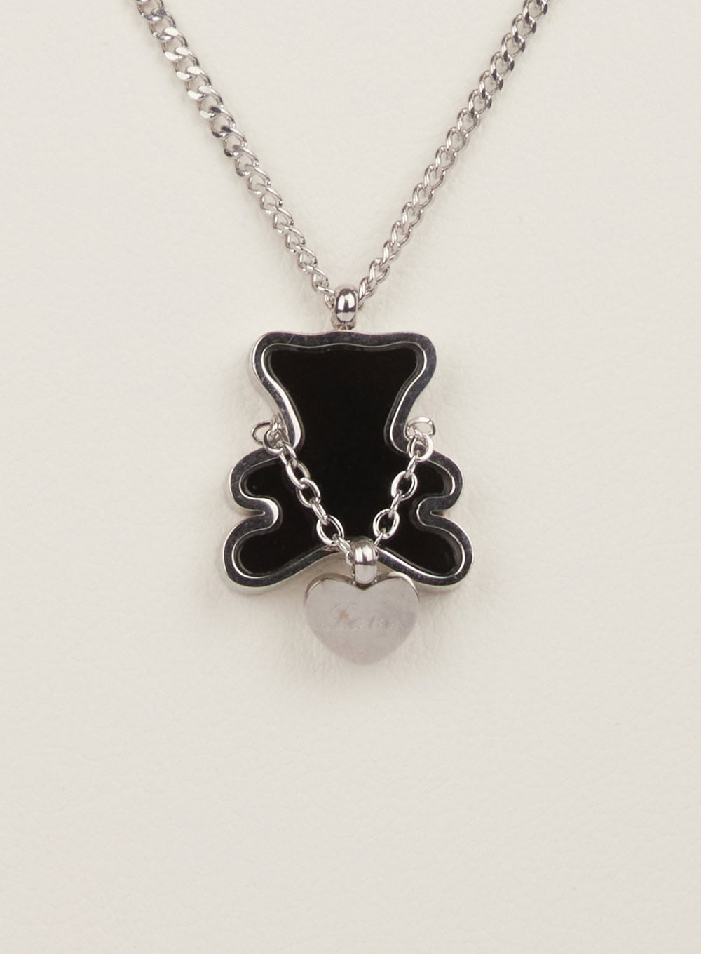 Flat Bear Double Layer Necklace (Black) IM531