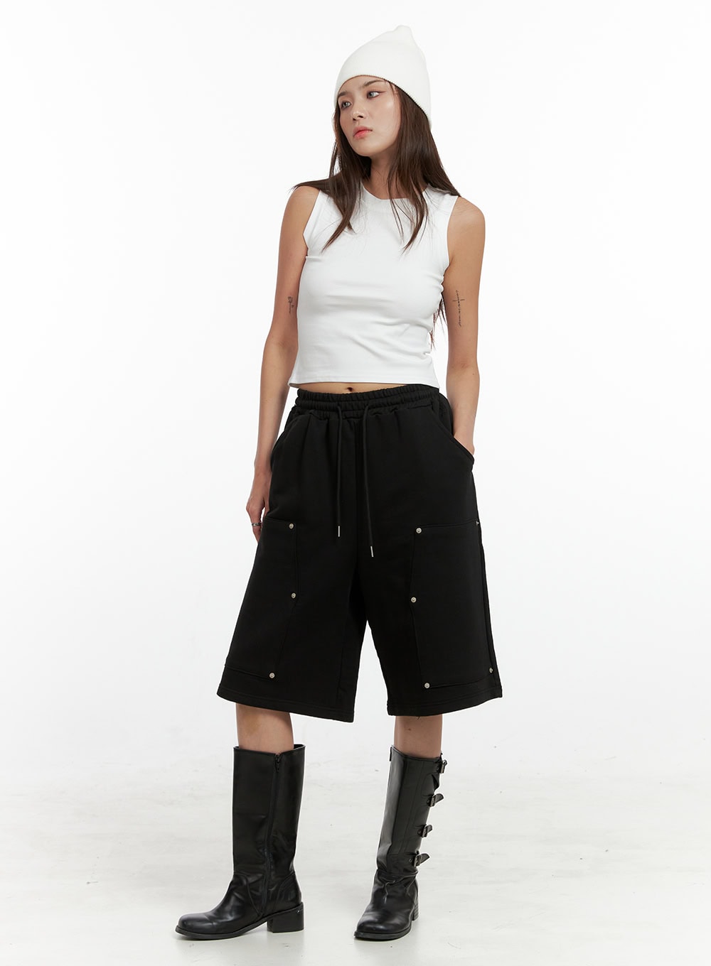 Studded Cotton Sweat Shorts CL405