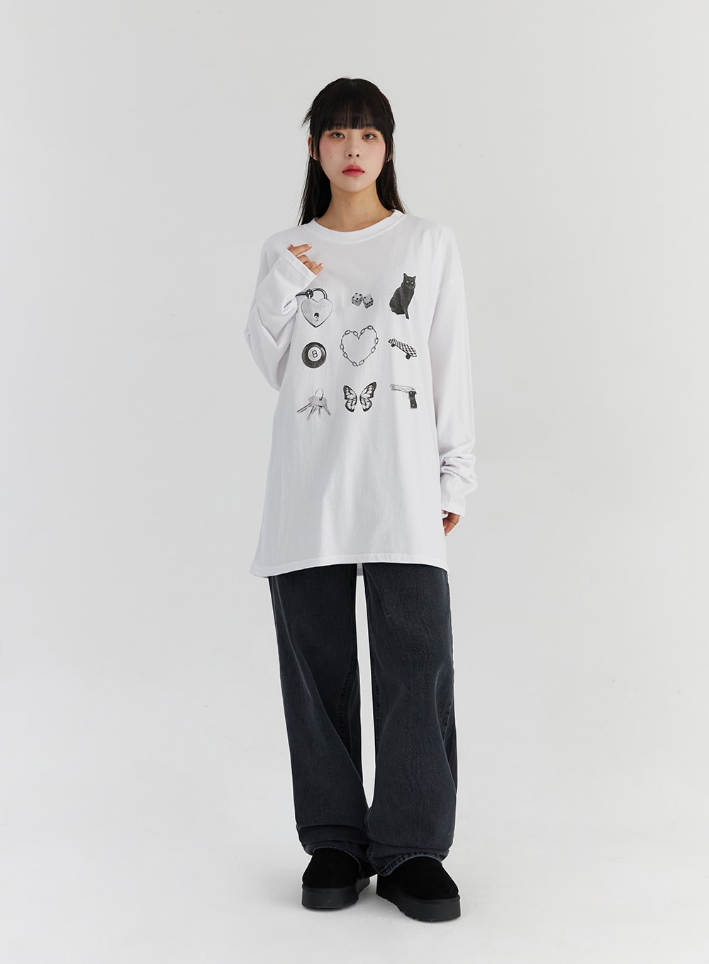 Loose Fit Cute Print Tee CS327