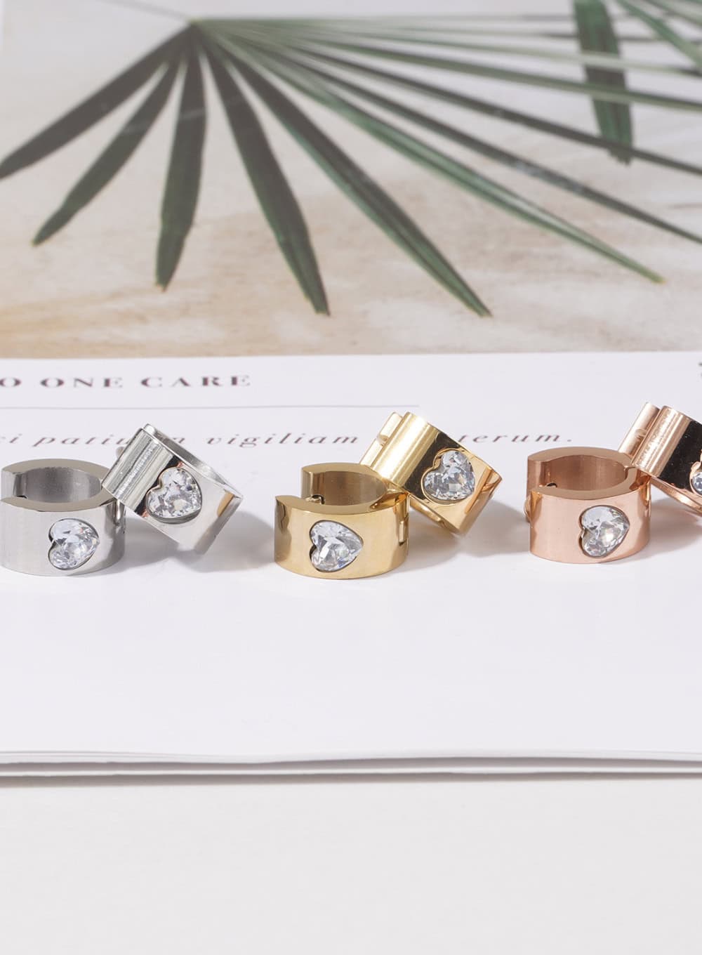 Heart Cubic Ring Earrings IL404