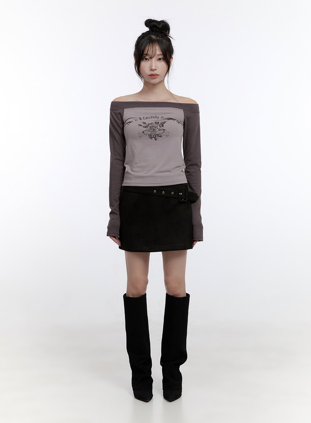 Buckle Suede Mini Skirt CO418