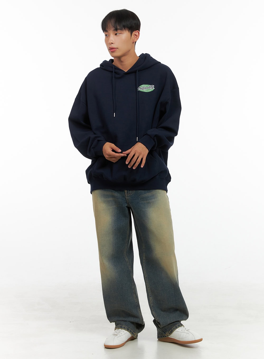 Men's Graphic Hooded Sweatshirt (Dark blue) IS420