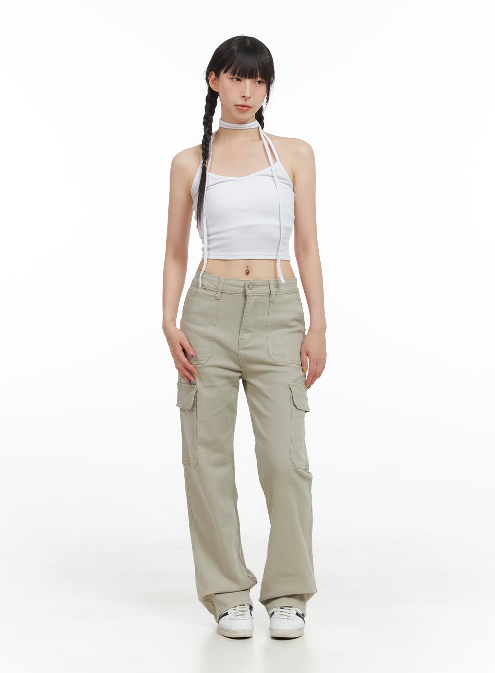 Tie Neck Crop Sleeveless Top CG408