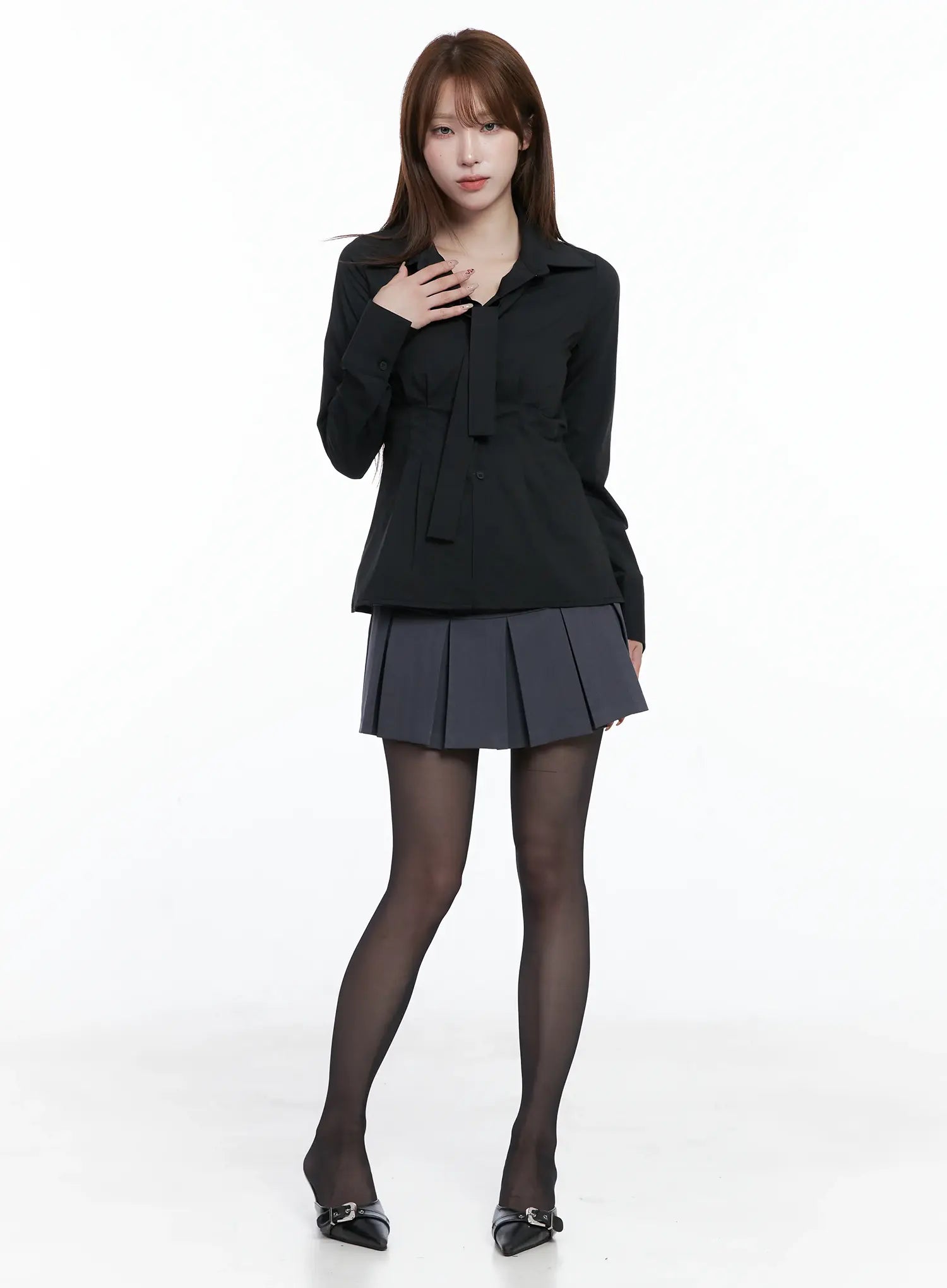 Elegant Front-Tie Blouse CS501
