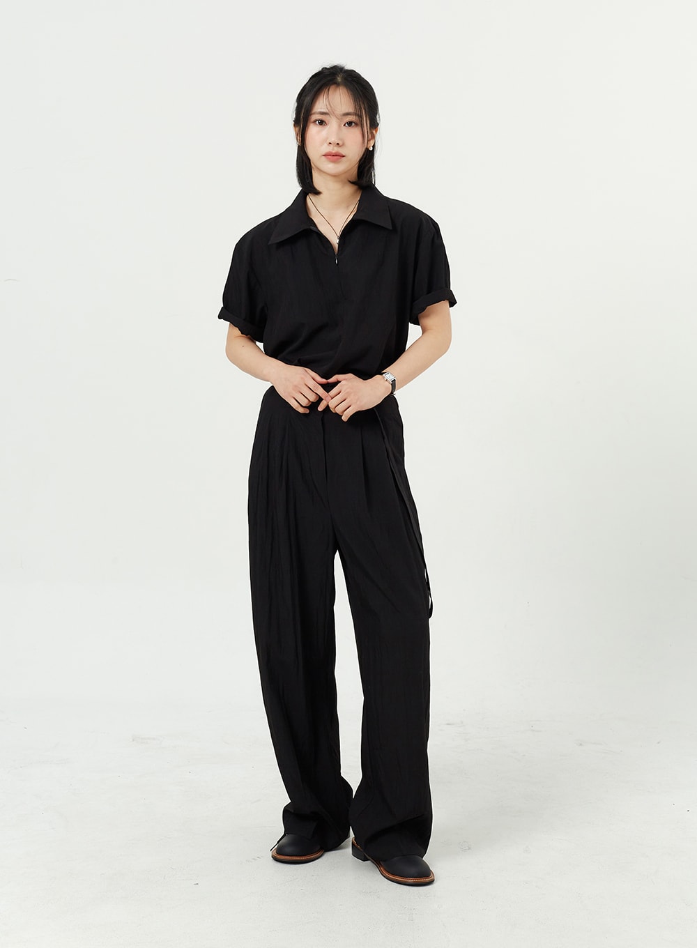 Half Zip-Up Polo Shirt OM309