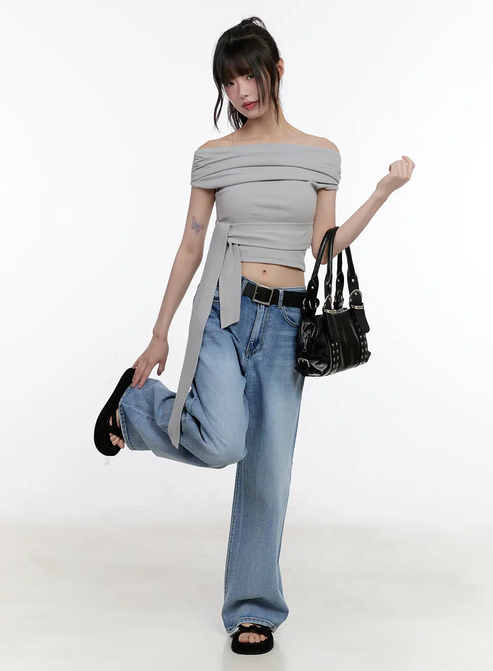 Off-Shoulder Tie Wrap Top CL504