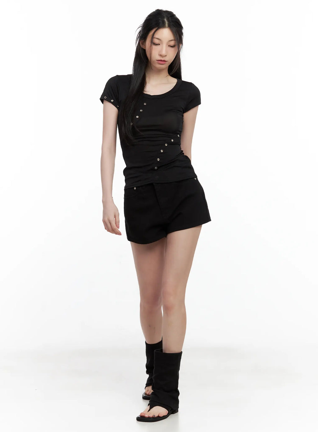 Studded Eyelet Slim-Fit Tee CL501