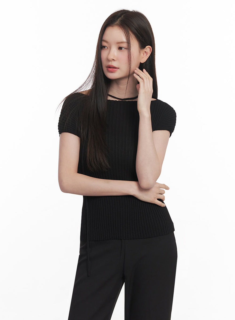 Ribbed String Knit Top IY508