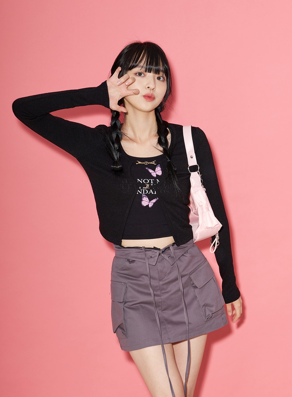 Gold Chain Basic Crop Cardigan BS28