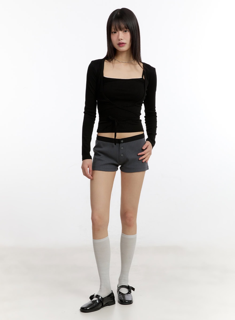 Low-Rise Buttoned Cotton Shorts CA508