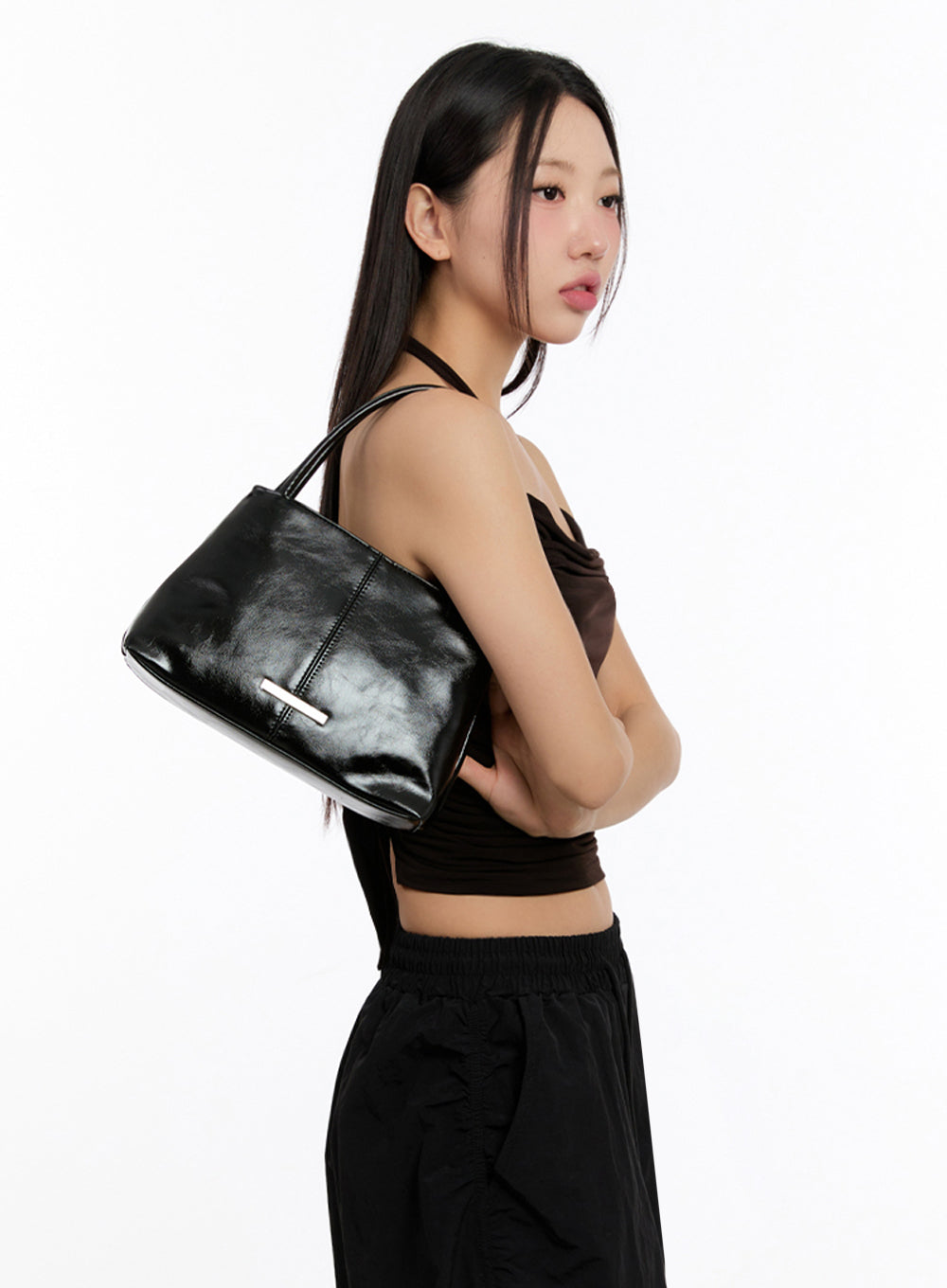 Faux Leather Square Shoulder Bag IU509