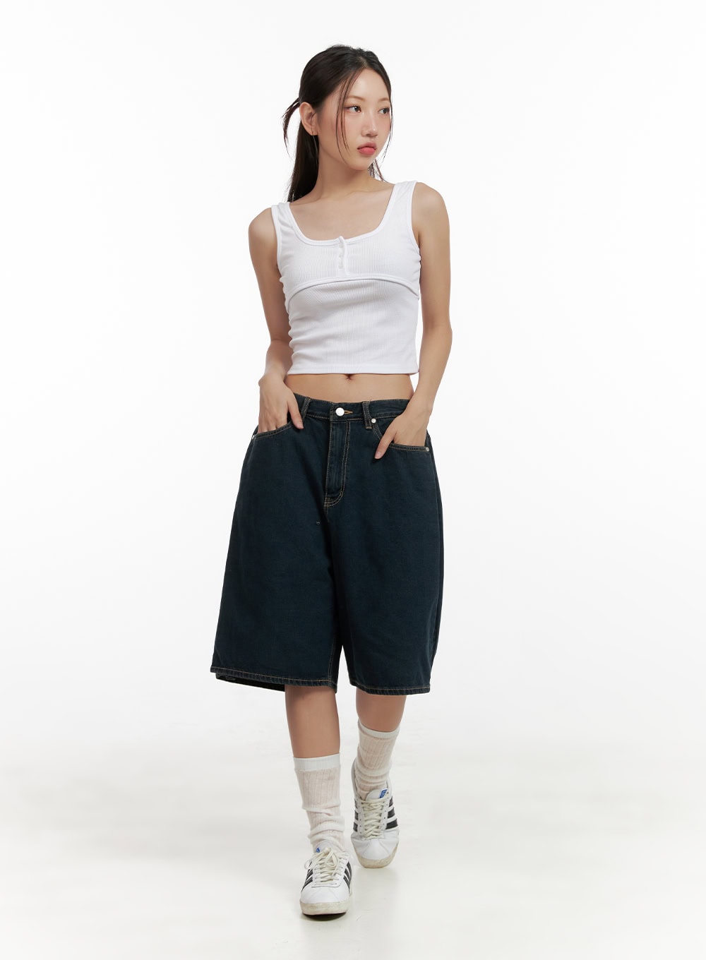 Side Folded Wide Leg Jorts CL431