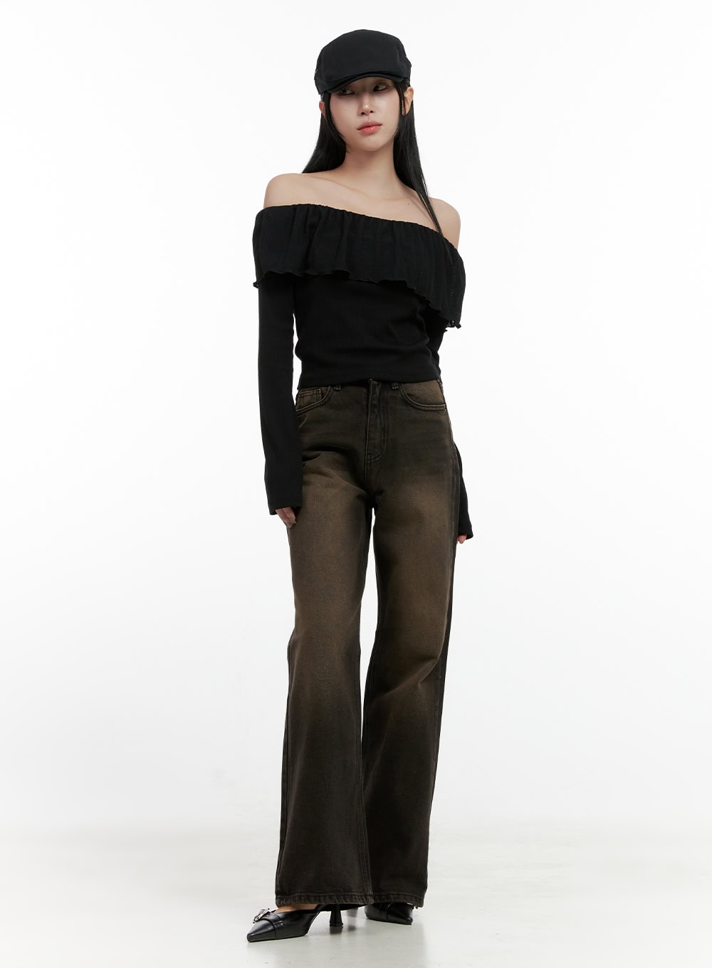 Ruffle Charm Off Shoulder Crop Top CN408