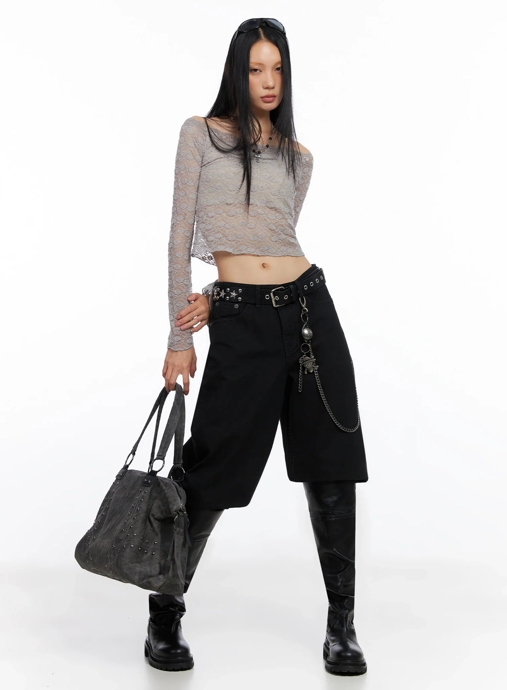 Off-Shoulder Lace Crop Top CO516