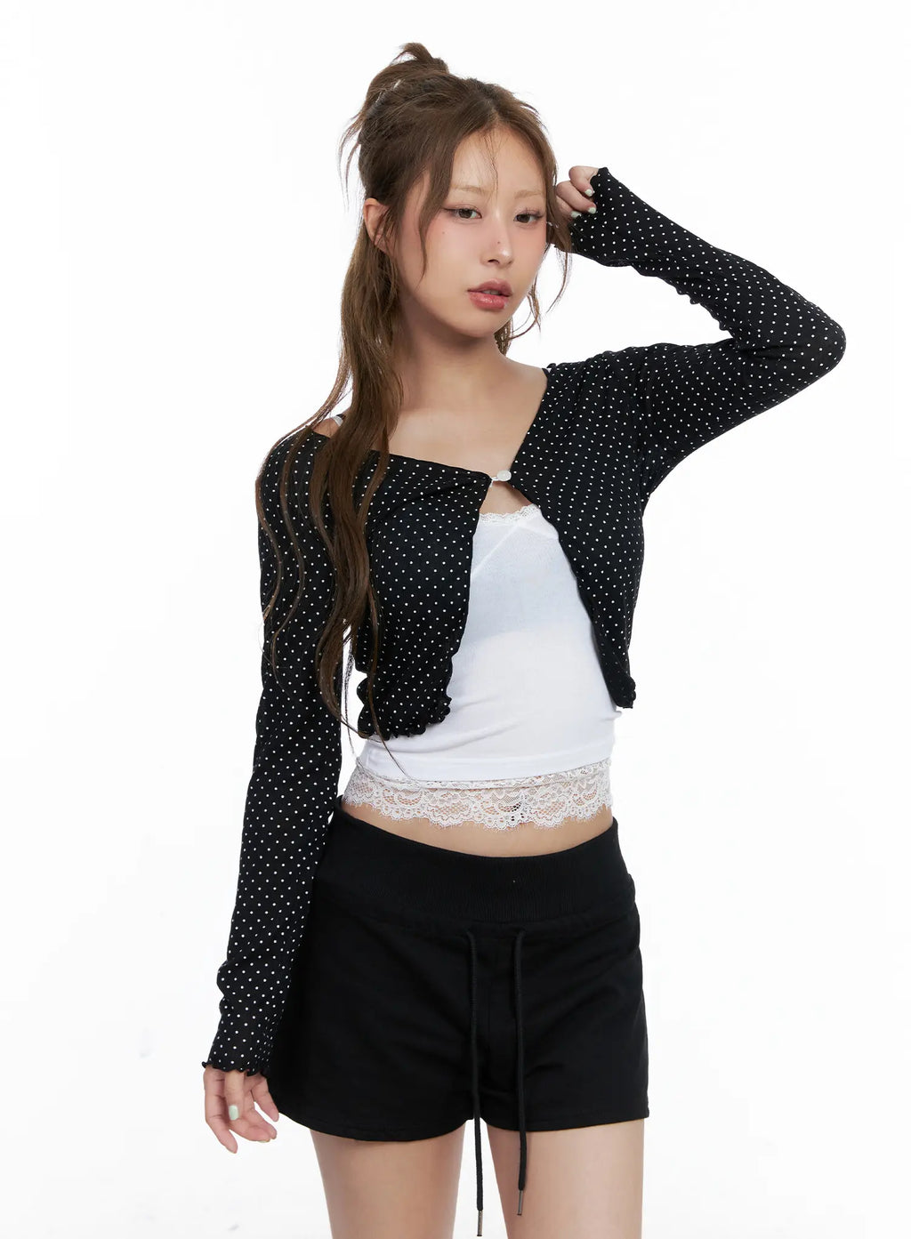 Polka Dot Cropped Cardigan CL510