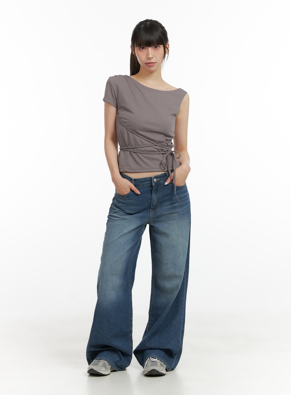 Low-Rise Washed Denim Baggy Jeans CL422