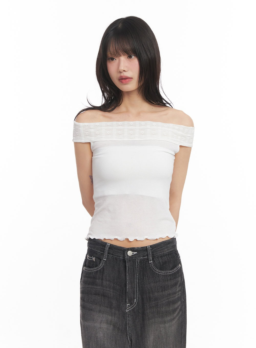 Lace Off-Shoulder Top CA523